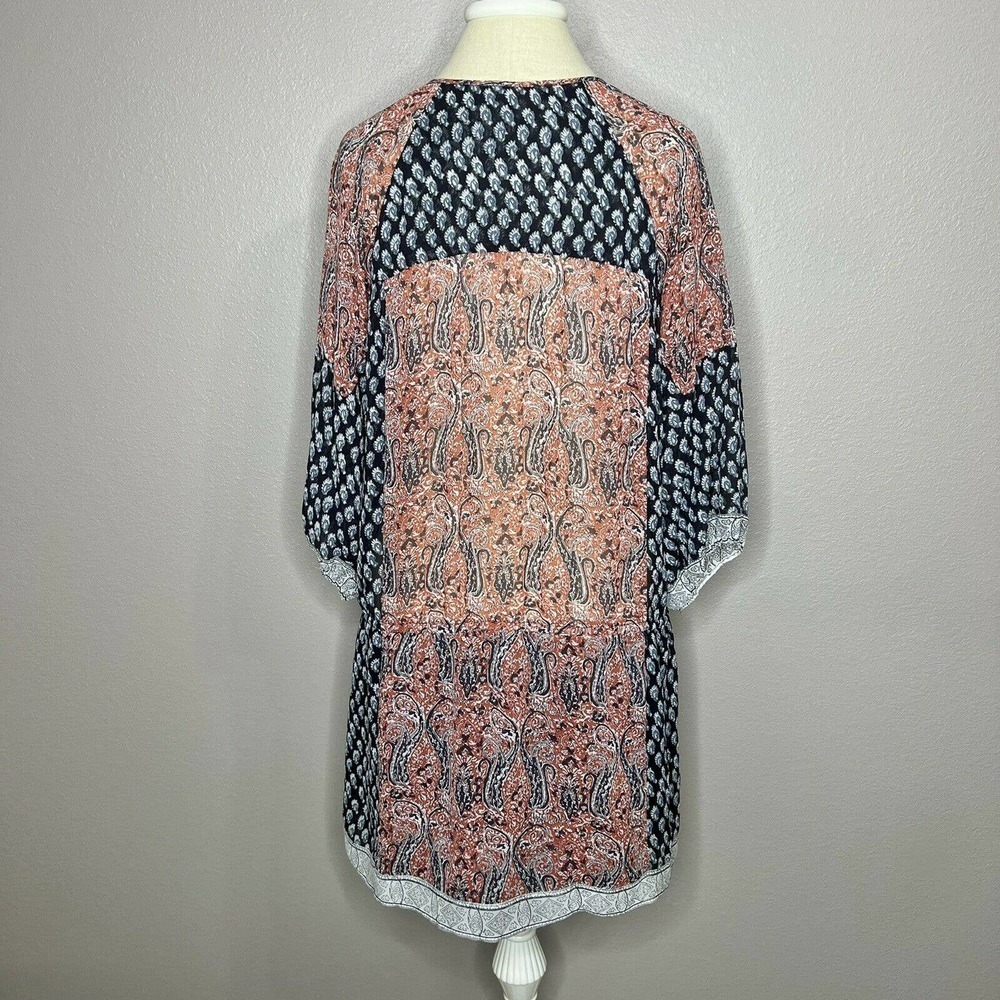 Ulla Johnson SALINAS Red & Blue Paisley 100% Silk 3/4 Sleeve Mini Dress Sz 0 - Picture 9 of 15